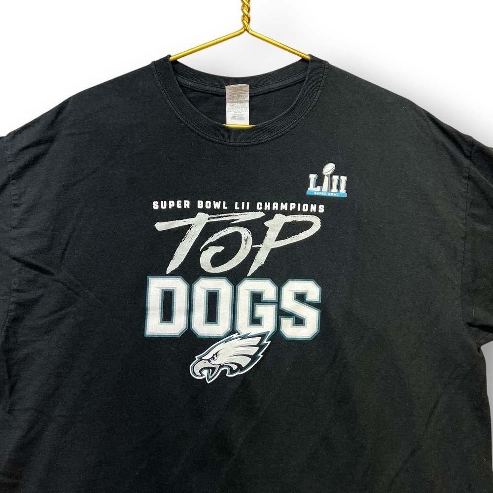 Philadelphia Eagles Super Bowl LII Champions Top Dogs T Shirt XL NFL Black